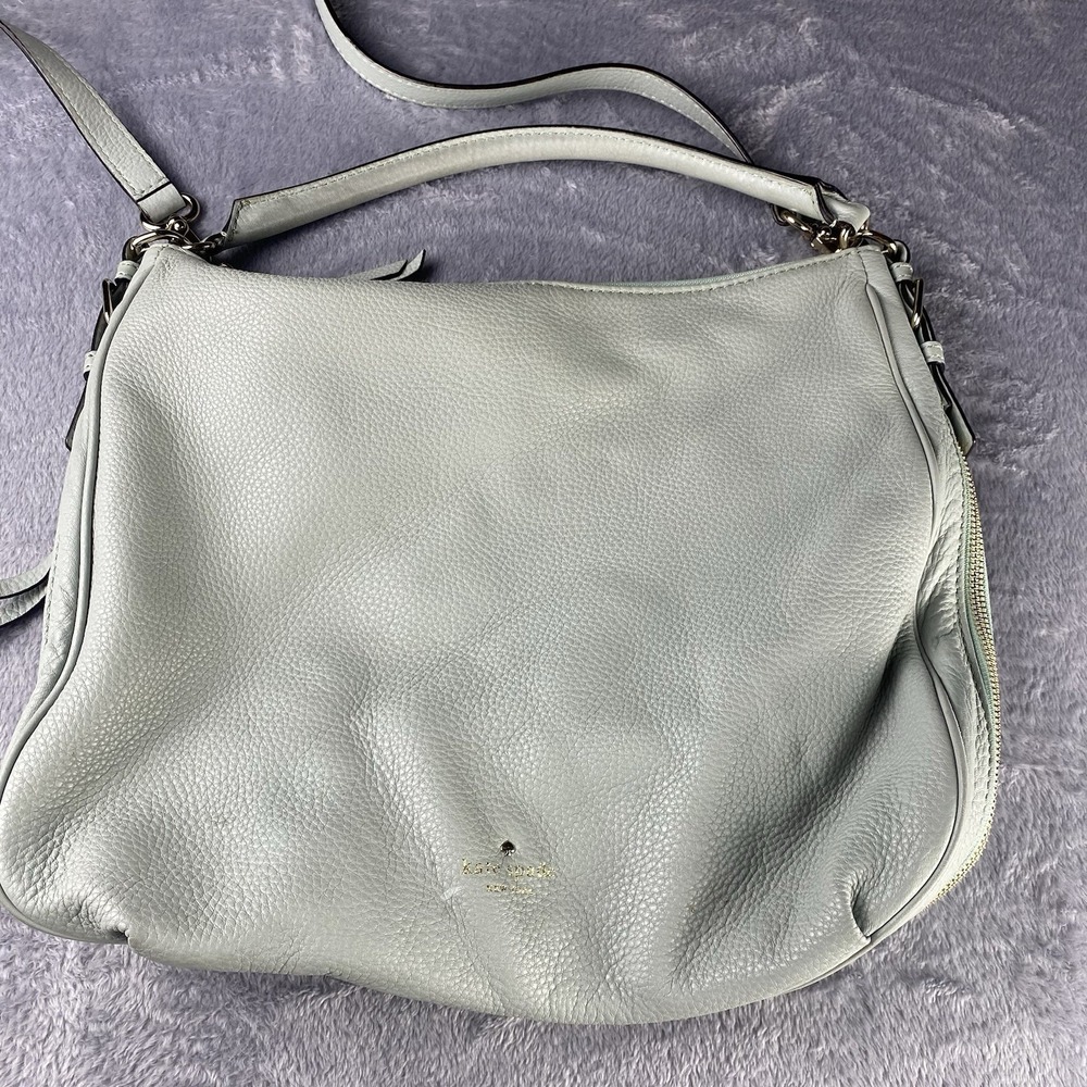 Kate Spade New York Leather Cobble Hill Ella Hobo Bag Blue Designer Quiet Luxury